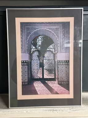 Ornate Archway Art Print in Black & Pink Mat